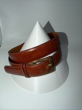 Men's TRAFALGAR Hand Made Brown Leather Cortina Dress Belt Made in USA Size 36